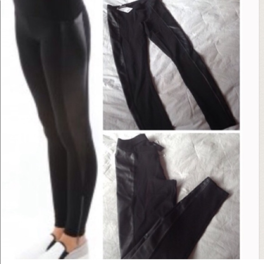 POINTE LEATHERETTE BLOCK STRAIGHT LEG PANTS, XS NWT